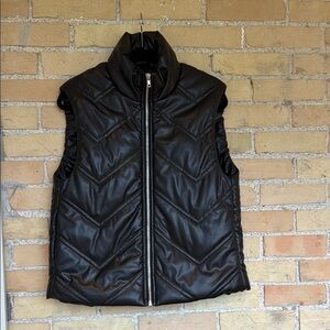 Kaffe Black Quilted Pleather Puffer Vest